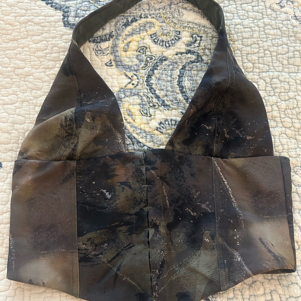 White Fox Boutique Black and Brown Crop Top
